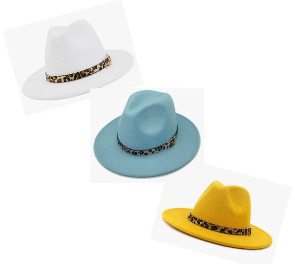 Light Color Fedoras w/Leopard Belt